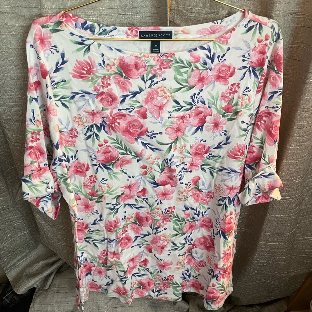 Karen Scott women’s flower casual dress top-2xl